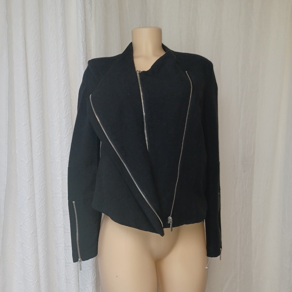 Blank NYC Women Size  Black Leather Jacket Classic Style